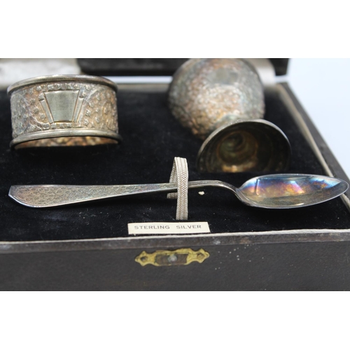 1275 - A vintage cased .925 sterling silver three piece Christening set - approx. gross weight 79 grans