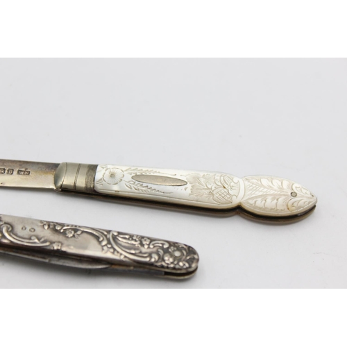 1277 - Three hallmarked .925 sterling silver fruit knives  - approx. gross weight 50 grams