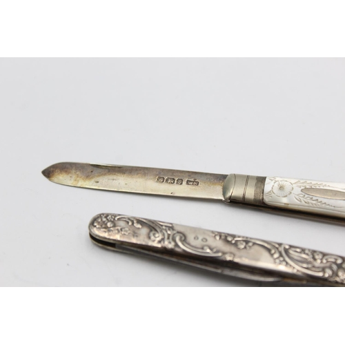 1277 - Three hallmarked .925 sterling silver fruit knives  - approx. gross weight 50 grams