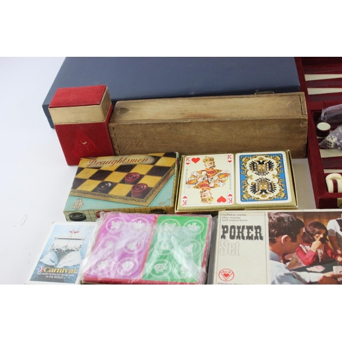 351 - Twenty vintage games to include playing cards, dominoes, backgammon etc.