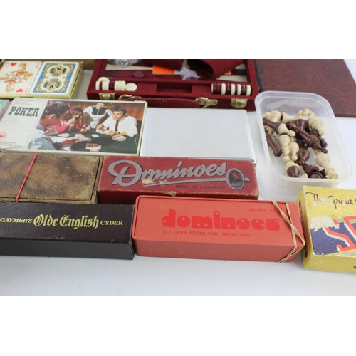 351 - Twenty vintage games to include playing cards, dominoes, backgammon etc.