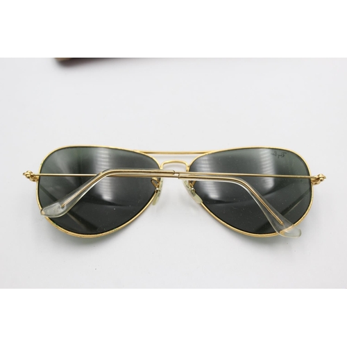 385 - A pair of vintage Bausch & Lomb Ray-Ban gold tone Aviator sunglasses with case