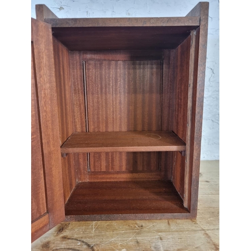 491 - A mid 20th century mahogany single door cabinet with internal shelf - approx. 39cm high x 27cm wide ... 