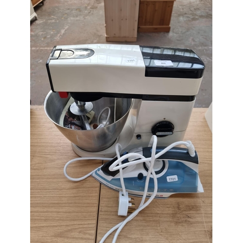 804 - Two items, one Kenwood Chef food mixer and one Breville steam iron