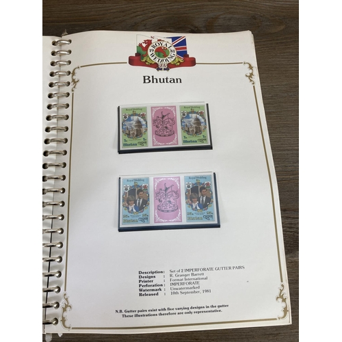 844 - Seven Stanley Gibbons commemorative stamp albums containing Prince Charles and Lady Diana stamps