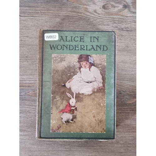 438 - Three antique hardback books, Alice In Wonderland by Lewis Carroll, The World's Famous Queens by Lyd... 