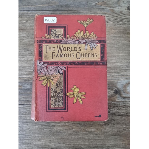 438 - Three antique hardback books, Alice In Wonderland by Lewis Carroll, The World's Famous Queens by Lyd... 