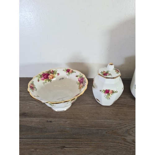 265 - Three pieces of Royal Albert Old Country Roses bone china, one Holiday Classic Collection 28cm cooki... 