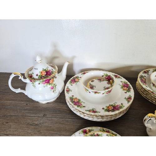 274 - Forty one pieces of Royal Albert Old Country Roses china to include five teacups, teapot, eight sauc... 