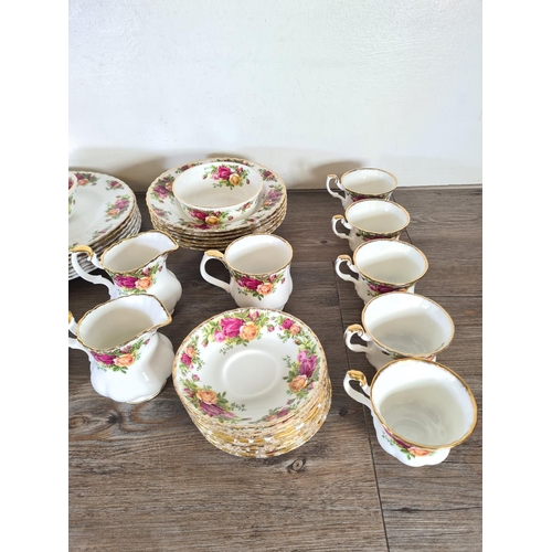 274 - Forty one pieces of Royal Albert Old Country Roses china to include five teacups, teapot, eight sauc... 