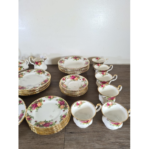 280 - Forty four pieces of Royal Albert Old Country Roses bone china to include six teacups and saucers, t... 