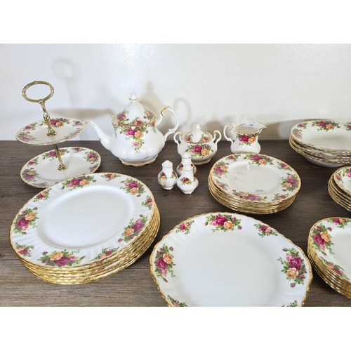 280 - Forty four pieces of Royal Albert Old Country Roses bone china to include six teacups and saucers, t... 