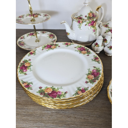 280 - Forty four pieces of Royal Albert Old Country Roses bone china to include six teacups and saucers, t... 