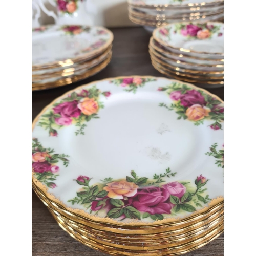 280 - Forty four pieces of Royal Albert Old Country Roses bone china to include six teacups and saucers, t... 