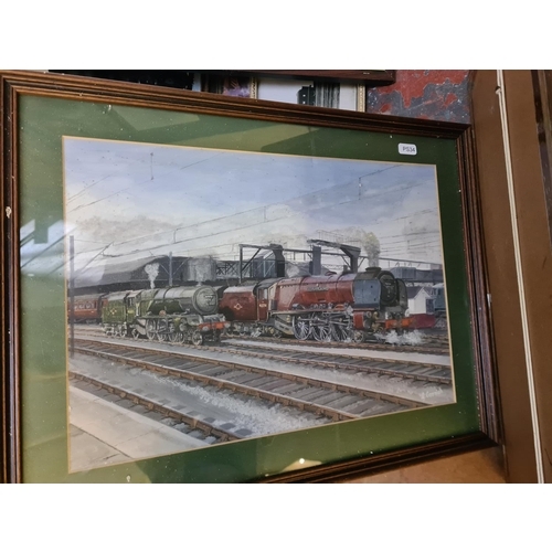 155 - Eleven framed locomotive prints