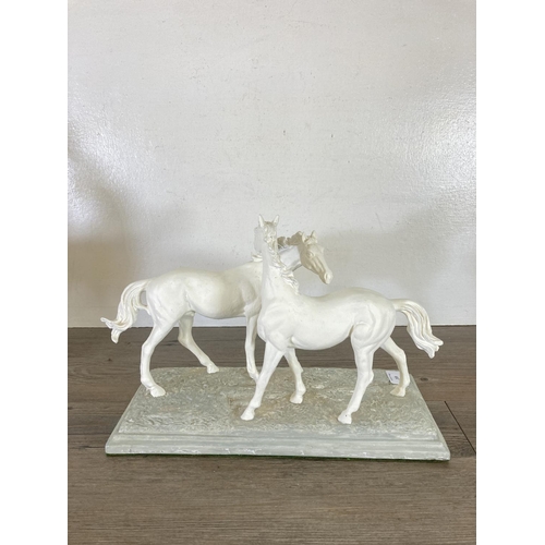 249 - Three ceramic horse figurines to include Nao by Lladro, Miquel Requena etc.