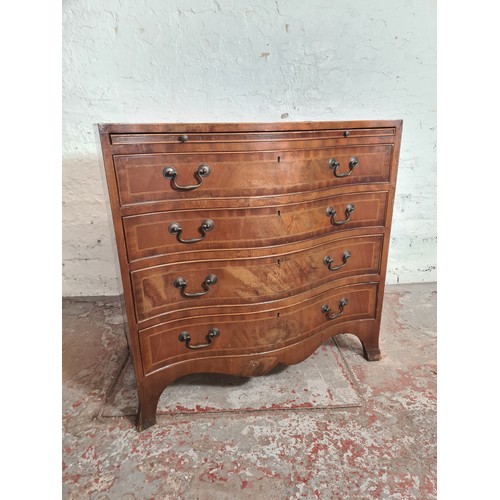 57 - A Georgian style mahogany serpentine chest of four drawers with upper brushing slide - approx. 75cm ... 