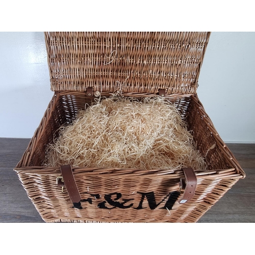 532 - A Fortnum & Mason wicker basket - approx. 41cm high x 59cm wide x 42cm deep