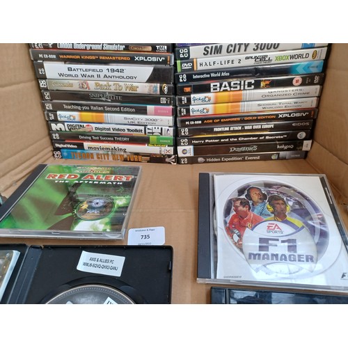 735 - A large quantity of PC CD and DVD ROM video games and software - see images for titles