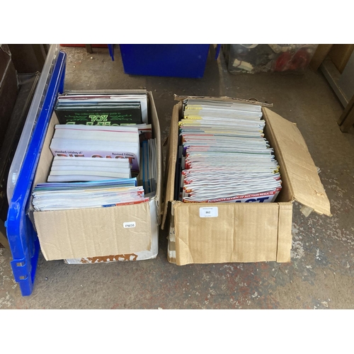 862 - Two boxes containing toy related publications, one containing Die-Cast Collector magazines and one c... 