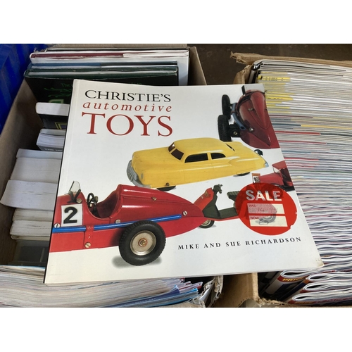 862 - Two boxes containing toy related publications, one containing Die-Cast Collector magazines and one c... 