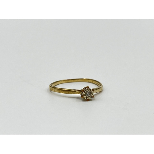 1084 - A hallmarked Birmingham 9ct gold and diamond solitaire ring, size S - approx. gross weight 1.45 gram... 