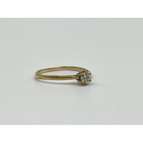 1084 - A hallmarked Birmingham 9ct gold and diamond solitaire ring, size S - approx. gross weight 1.45 gram... 