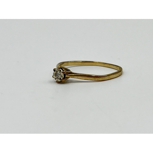 1084 - A hallmarked Birmingham 9ct gold and diamond solitaire ring, size S - approx. gross weight 1.45 gram... 