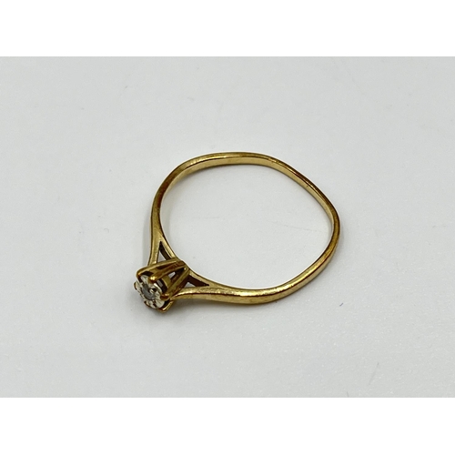 1084 - A hallmarked Birmingham 9ct gold and diamond solitaire ring, size S - approx. gross weight 1.45 gram... 