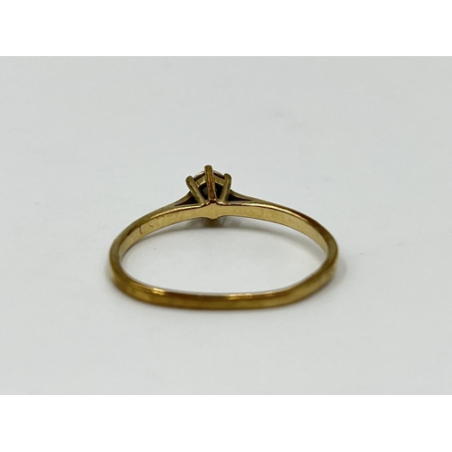 1084 - A hallmarked Birmingham 9ct gold and diamond solitaire ring, size S - approx. gross weight 1.45 gram... 