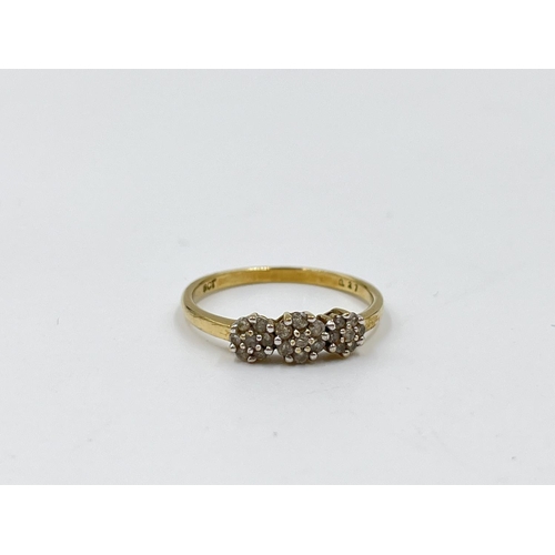 1088 - A hallmarked Sheffield 9ct gold 0.27ct diamond ring, size P½ - approx. gross weight 1.75 grams