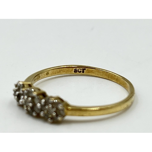 1088 - A hallmarked Sheffield 9ct gold 0.27ct diamond ring, size P½ - approx. gross weight 1.75 grams