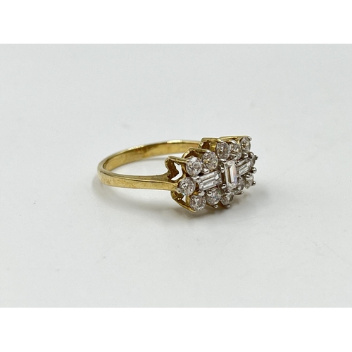 1091 - A hallmarked Birmingham 9ct gold CZ cluster dress ring, size O - approx. gross weight 2.96 grams