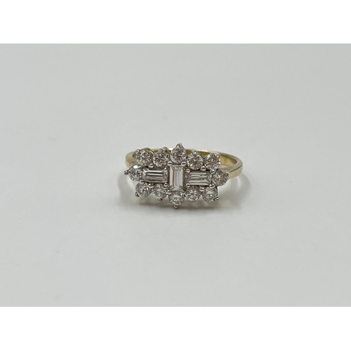 1091 - A hallmarked Birmingham 9ct gold CZ cluster dress ring, size O - approx. gross weight 2.96 grams