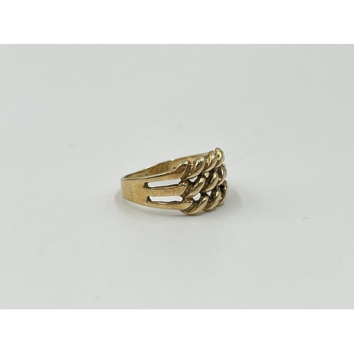 1098 - A hallmarked London 9ct gold keeper ring, size L½ - approx. gross weight 2.5 grams