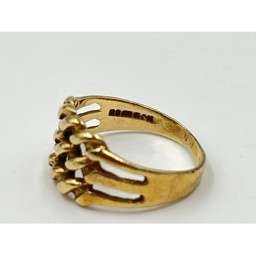 1098 - A hallmarked London 9ct gold keeper ring, size L½ - approx. gross weight 2.5 grams