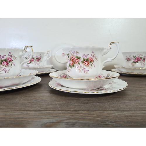 269 - Six Royal Albert Lavender Rose bone china trios and one spare saucer