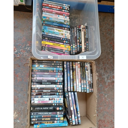 761 - Two boxes containing a collection of DVDs - see images for titles