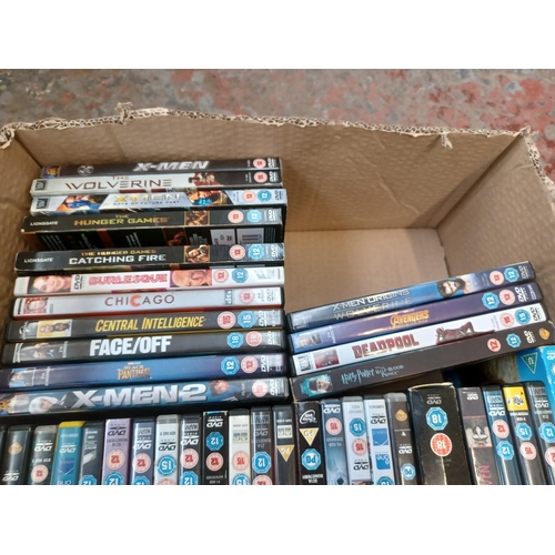 761 - Two boxes containing a collection of DVDs - see images for titles