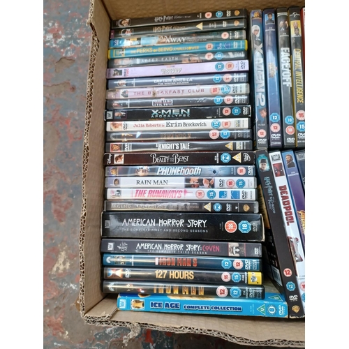 761 - Two boxes containing a collection of DVDs - see images for titles