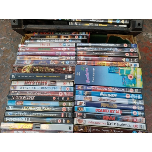 762 - Two boxes containing a collection of DVDs - see images for titles