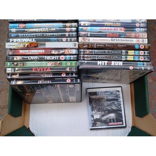 762 - Two boxes containing a collection of DVDs - see images for titles