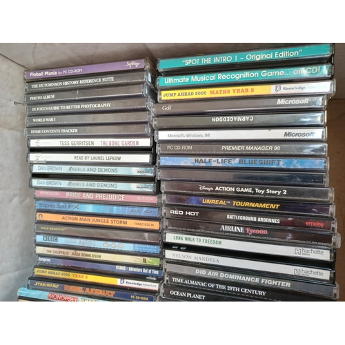 767 - A box containing a collection of CD ROMs, talking books and video CDs - see images for titles