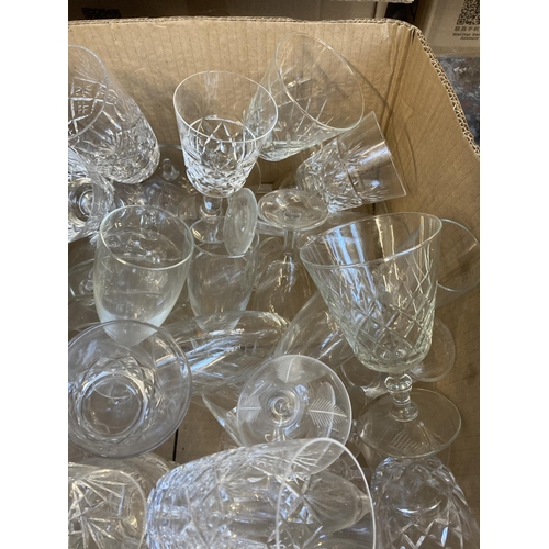 887 - One box containing a collection of glassware