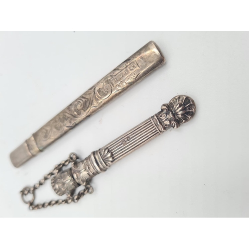 1274 - Two pieces of hallmarked Birmingham silver, one Edwardian pencil holder dated 1908 and one Victorian... 