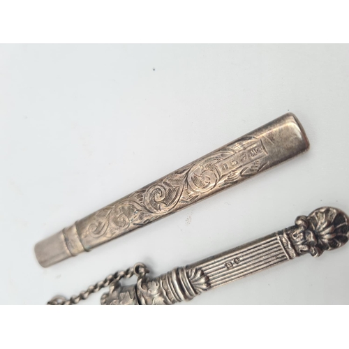 1274 - Two pieces of hallmarked Birmingham silver, one Edwardian pencil holder dated 1908 and one Victorian... 