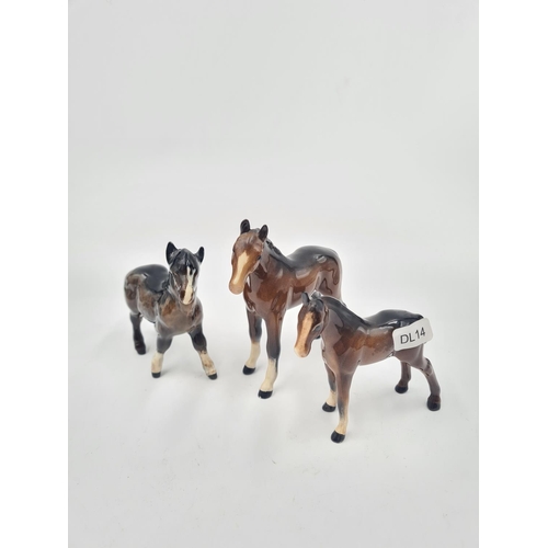 204 - Five Beswick foal figurines - largest approx. 15.5cm high