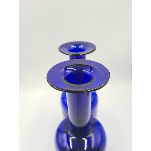 225 - A pair of 1960s Holmegaard cobalt blue glass vases - approx. 26cm high