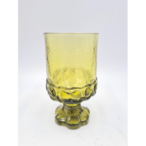 229 - Five 1970s Tiffin Franciscan green glasses - approx. 14cm high