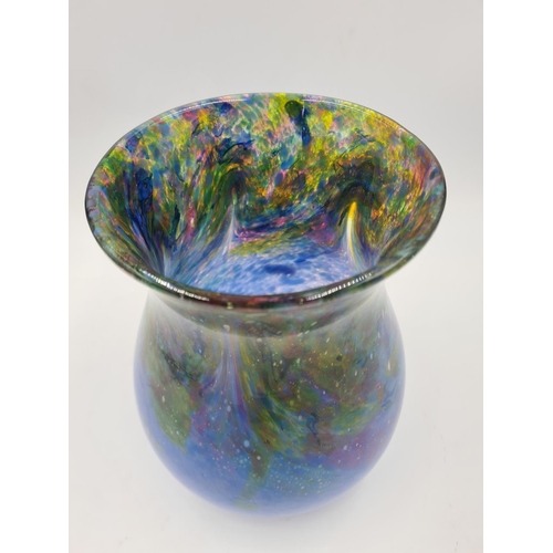 233 - A mottled studio glass vase - approx. 20cm high